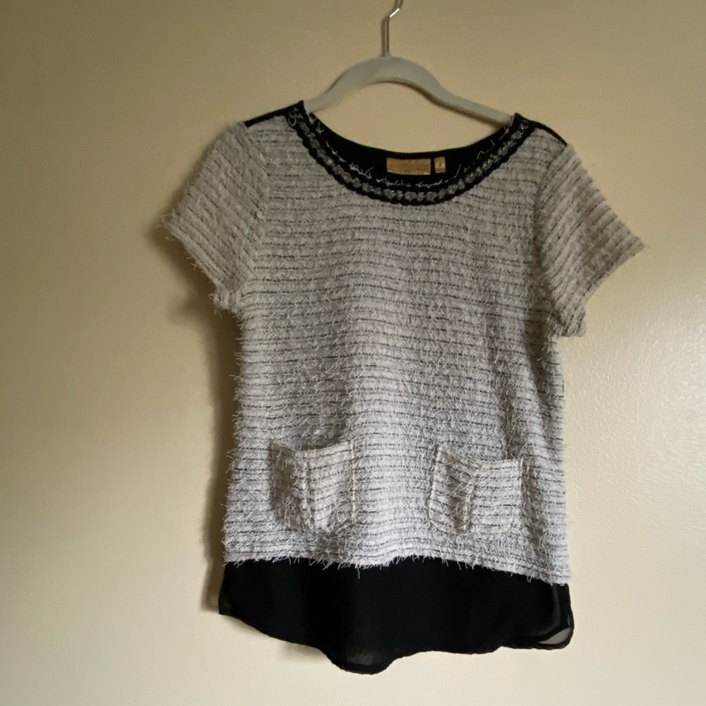 Vera Wang Fuzzy Chiffon Blouse M